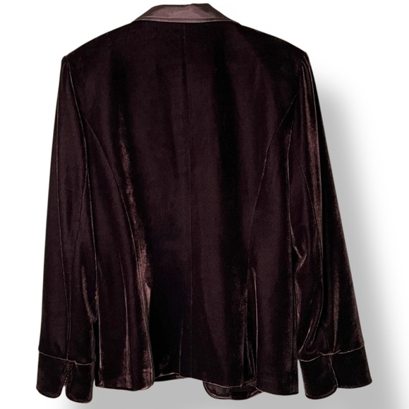 SPENSER JEREMY Fully Lined Brown Velvet Blazer Satin Collar, Lapels Front Tie 12 - Picture 4 of 8